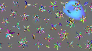 Gri renklerde. Raster illüstrasyonu. Taslak dekoratif arka plan, çiçek mandala. Çiçek..