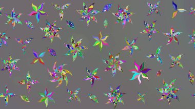 Sketch Colour Spring Theme eskiz kalıbı. Sevimli çiçek raster deseni. Düz Çiçek Elementleri Tasarımı. Gri renkli çiçekler.