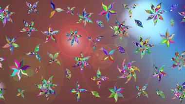 Raster illüstrasyonu. Kahverengi renkli çiçekler. Çiçek desenli eskiz, vuruşlar, sıçramalar, yaz çiçekleri..