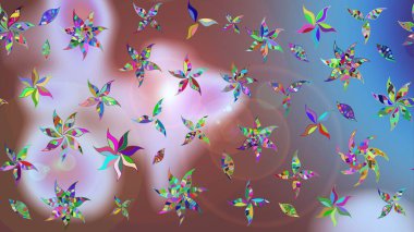 Vadinin çiçekleri tarafsız renklerde. Çiçekler. Soyut etnik raster çizim kalıbı.