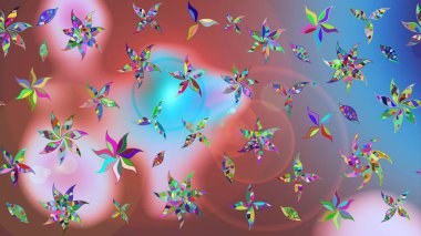 Eskiz arkaplan modeli. Raster - stok. Yapraklı çiçekler ve pembe renkli papatya çiçekleri..