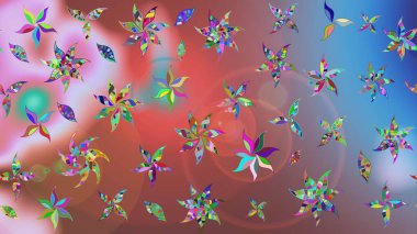 Halk tarzı. Moda baskıları için zarif bir şablon. Parlak renkli çiçekleri ve pembe renkli yaprakları olan harika bir çiçek deseni. Modern çiçek arkaplanı.