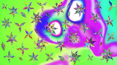 Raster illüstrasyonu. El çizimi. Çiçekli, yapraklı, çiçek desenli çizim..