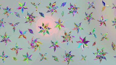 Çiçekli bahar çiçekleri. Küçük çiçekte güzel bir desen. Küçük renkli çiçekler. Moda baskıları için zarif bir şablon. Motley illüstrasyonu. Çizim.