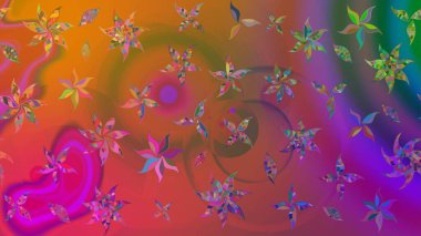 Kahverengi renkli çiçekler. Çiçekli karalama şeklinde Raster çiçek deseni. Yumuşak, bahar çiçekli arka plan.