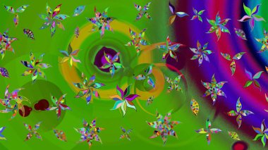 Raster güzel bir çiçek deseni çizmiş. Bahar mevsimi. Nazik romantik baskı. Yeşil renkli çiçekler. Tatil havası..