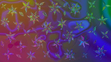 Yumuşak, bahar çiçekli arka plan. Çiçekli karalama şeklinde Raster çiçek deseni. Mor renkte çiçekler.