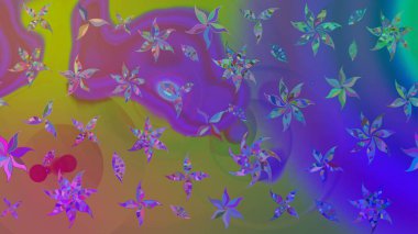 Mor renkli çiçekler suluboya tarzında. Raster illüstrasyonunda çiçek deseni çizimi.