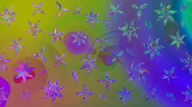 Renkli Bahar Teması eskiz kalıbı. Düz Çiçek Elementleri Tasarımı. Raster illüstrasyonu. Karalama çiçeği. Güzel kumaş deseni. Zentangle soyut çiçekleri.