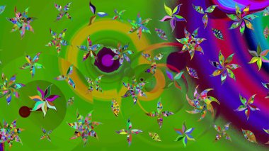 Raster illüstrasyonu. Çiçekli, yapraklı, çiçek desenli eskiz. El çizimi.