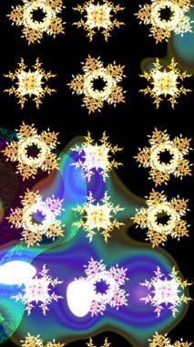 Raster illüstrasyonu. Noel siyahı, mavi ve kahverengiler. Sihirli siyah, mavi ve kahverengi tatil soyut arka plan yıldız ve düşen kar taneleri.