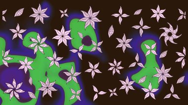 Düz Çiçek Elementleri Tasarımı. Raster illüstrasyonu. Renkli Bahar Teması eskiz kalıbı. Zentangle soyut çiçekleri. Güzel kumaş deseni. Çiçek tozu..