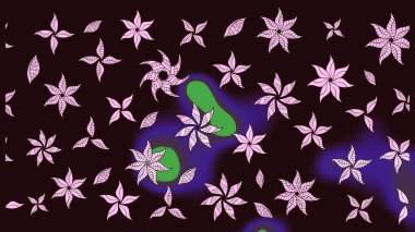 Çiçekli karalama şeklinde Raster çiçek deseni. Kahverengi renkli çiçekler. Yumuşak, bahar çiçekli arka plan.