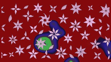 Kırmızı renkte çiçekler. Çizim çiçek deseni duvar kâğıdı olarak kullanılabilir. Raster illüstrasyonu.