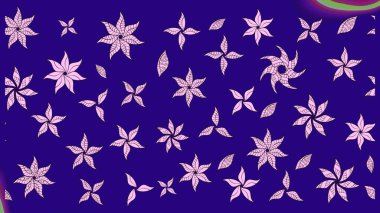 1950-1960 motifleri. Retro tekstil tasarım koleksiyonu. El çizimi çiçek unsurları olan soyut çizim raster deseni. Çiçekli ipek eşarp. Mavi maviye.