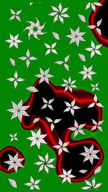 Şirin karalamalı çiçek desenli çizim. El yapımı çiçek ve bitki koleksiyonu. Raster illüstrasyonu. Raster illüstrasyonu. Çizim biçimi yeşil renklerde.