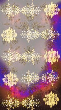 Farklı kar tanesi toplama rasterleri, bej, gri ve kahverengi renklerde kış elementleri. Raster Noel soyut renkli arkaplan ve tatlı kar tanesi.