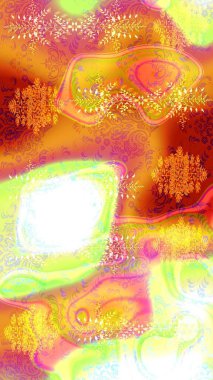 Raster illüstrasyonu. Bokeh portakalı, sarı, pembe ve kar taneleriyle dekoratif Noel arkaplanı.