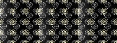 Kusursuz klasik altın desen. Raster geleneksel oryantasyon süsü. Altın desenli siyah, gri ve nötr renklerde altın elementler.