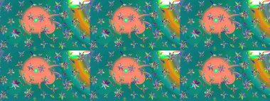 Yumuşak, mavi renkte bahar çiçekleri. Raster illüstrasyonu. Raster çiçek desenli ve çiçekli..