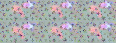 Raster düz çiçek çizim deseni. Gri renkli çiçekler. Tasarım hediye paketi, tebrik kartları, posterler ve afiş tasarımı.