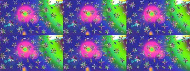 Mavi renkte etnik çiçeklerle süslenmiş zarif bir eskiz. Raster Çiçek İllüstrasyon Şirin Tekstil.