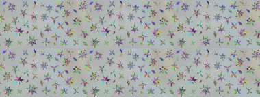 Sevimli çiçek raster deseni. Renkli Yaz Temalı eskiz kalıbı. Düz Çiçek Elementleri Tasarımı. Modaya uygun kumaş deseni.