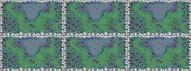 Nakış, egzotik kelebeklerle süslenmiş çiçeksiz desenler. Giysi tasarımı için yeşil arka planda geleneksel Raster halk çiçekleri dekoru. Kart, yazdırma, davet için basit şirin desen.