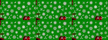 Raster illüstrasyonu. Yeşil renkli çiçekler. El çizimi çiçekli soyut çizim deseni.