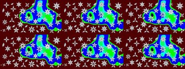 Raster illüstrasyonu. Tomurcukları çiçek olan sevimli bir çiçek deseni. Eski usul. Kumaş, tekstil, duvar kağıdı baskısı için. Eskiz geçmişi. Raster..