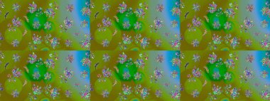 Raster illüstrasyonu. Tomurcukları çiçek olan sevimli bir çiçek deseni. Eski usul. Kumaş, tekstil, duvar kağıdı baskısı için. Eskiz geçmişi. Raster..