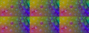 Düz Çiçek Elementleri Tasarımı. Yeşil renkli çiçekler. Renkli Bahar Teması eskiz kalıbı. Raster illüstrasyonunda çiçek deseni çizimi.