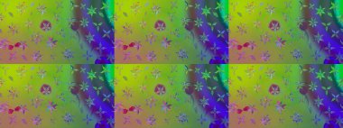 Çiçekli çizim şekli. Renkli Bahar Teması eskiz kalıbı. Düz Çiçek Elementleri Tasarımı. Yeşil renkte çiçekler.