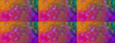 Mor renkli etnik çiçekli zarif eskiz deseni. Asya Tekstil 'inde Raster Çiçek İllüstrasyonu.