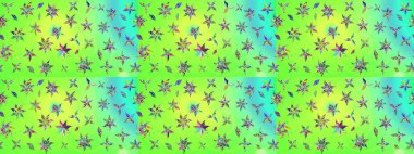 Çiçekli karalama şeklinde Raster çiçek deseni. Raster illüstrasyonu. Yumuşak, yaz çiçekleri yeşil renklerde.