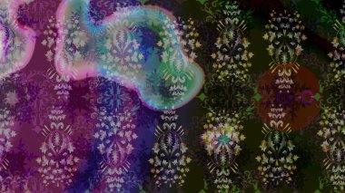 Çiçekli karalama şeklinde Raster çiçek deseni. Gri renklerde bahar çiçekleri. Raster illüstrasyonu.