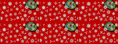 Raster Çiçek İllüstrasyonu güzel tekstil. Kırmızı renkli etnik çiçeklerle zarif bir eskiz şekli..