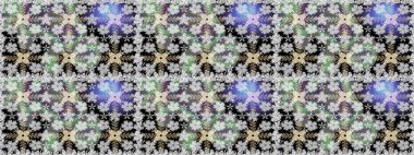 Raster illüstrasyonunda kusursuz çiçek deseni. Düz Çiçek Elementleri Tasarımı. Renkli Yaz Temalı Kusursuz Arkaplan. Gri renkli çiçekler.