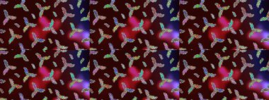 Noel stili. Raster illüstrasyonu. Kahverengi, kırmızı ve gri renklerde kar taneleri.