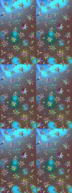 Çiçekler suluboya eskiz deseni. Raster Stili kumaş deseni.