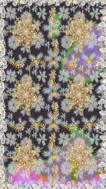 Kusursuz altın desenli bukleler. Raster altın pürüzsüz desen. Gri renklerde kusursuz desen. Doğu tarzında altın elementler arabesk.