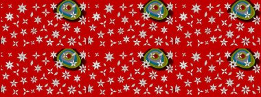 Raster Çiçek İllüstrasyonu güzel tekstil. Kırmızı renkli etnik çiçeklerle zarif bir eskiz şekli..