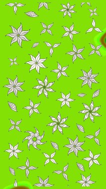 Raster illüstrasyonundaki çiçek desenli çizim. Suluboya tarzında yeşil renkte çiçekler.