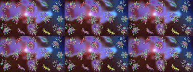 Kahverengi, mor ve mavi renkli kar tanesi süsü. Kar tanesi süsü Raster illüstrasyonu. Güzel süs eşyası. Kar taneleri izole edildi.