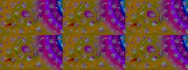 Raster illüstrasyonundaki çiçek desenli çizim. Kahverengi renklerde. Raster illüstrasyonu. Güzel kumaş deseni.