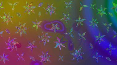 Sketch Colour Spring Theme eskiz kalıbı. Düz Çiçek Elementleri Tasarımı. Sevimli çiçek raster deseni. Kahverengi renkte çiçekler.