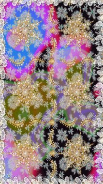 Noel, kar tanesi, yeni yıl. Tarafsız renklerde, altın elementlerle kusursuz klasik desen. Tarafsız renklerde altın desenli altın elementler.