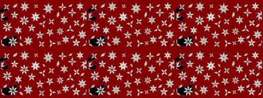 Küçük çiçekteki sevimli çiçek deseni. Bir sürü kırmızı ve soyut çiçekli tropik eskiz deseni. Renkli raster çizimi çizimi.