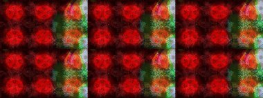 Raster kış deseni. Kırmızı, kahverengi ve siyah renkler üzerine tasarım. Çiçek Elementleri 'nin soyut geçmişi. Raster illüstrasyonu.