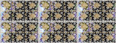 Altın karalama fantezi yapraklarından ve gri renkli çiçeklerden Raster soyut çiçek çelengi. El yapımı dekoratif çerçeve, albüm kapağı, tebrik kartı, klasik Art deco tarzı.